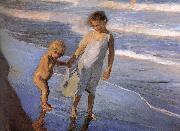 Joaquin Sorolla Two children in Valencia Beach oil on canvas